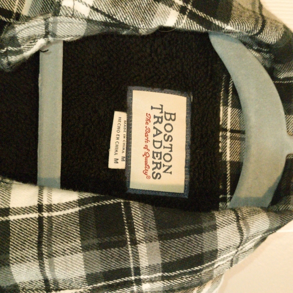 Boston Trader Men’s‎ Sherpa Lined Plaid Flannel Shirt Jacket Medium Black White - Picture 15 of 15